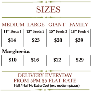 slice pizza sizes